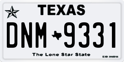 TX license plate DNM9331