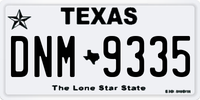 TX license plate DNM9335