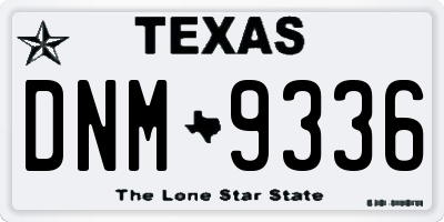 TX license plate DNM9336