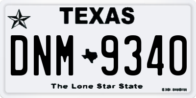 TX license plate DNM9340