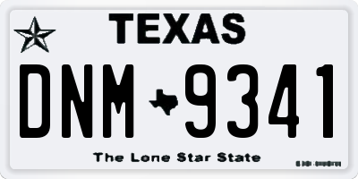 TX license plate DNM9341