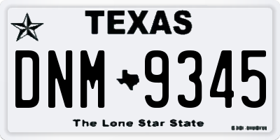 TX license plate DNM9345