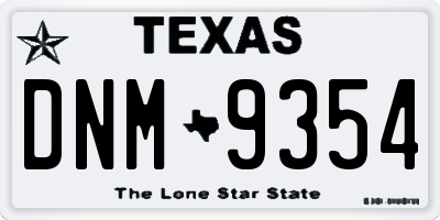 TX license plate DNM9354