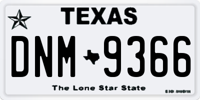 TX license plate DNM9366