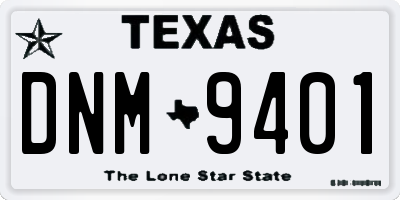 TX license plate DNM9401