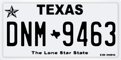 TX license plate DNM9463