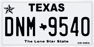 TX license plate DNM9540