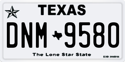 TX license plate DNM9580