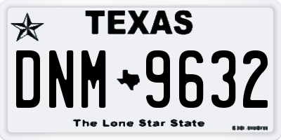 TX license plate DNM9632