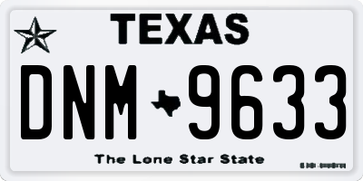 TX license plate DNM9633