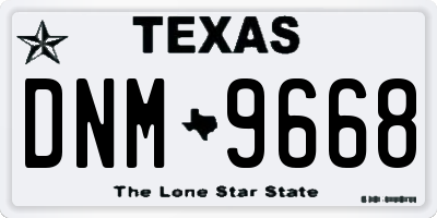 TX license plate DNM9668
