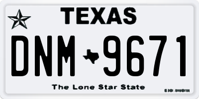 TX license plate DNM9671