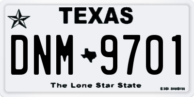 TX license plate DNM9701