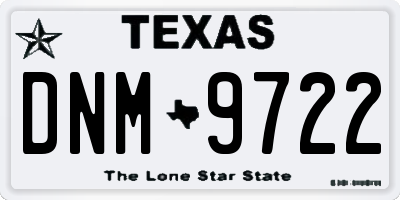 TX license plate DNM9722