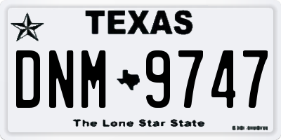TX license plate DNM9747