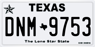 TX license plate DNM9753