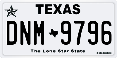 TX license plate DNM9796
