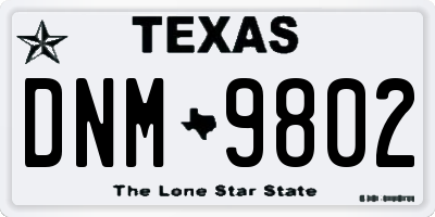 TX license plate DNM9802