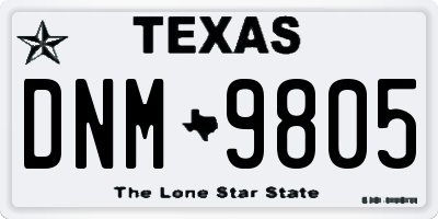 TX license plate DNM9805