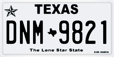 TX license plate DNM9821