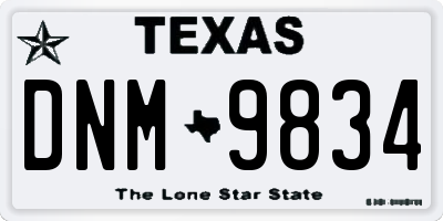 TX license plate DNM9834