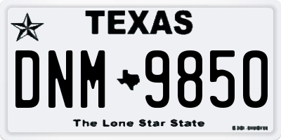 TX license plate DNM9850