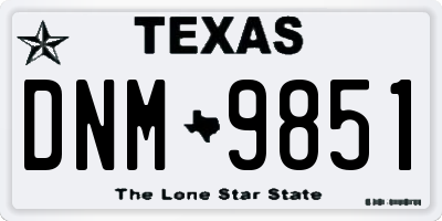 TX license plate DNM9851