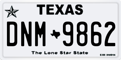 TX license plate DNM9862