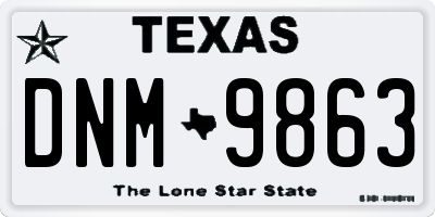 TX license plate DNM9863