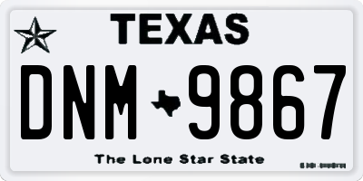 TX license plate DNM9867