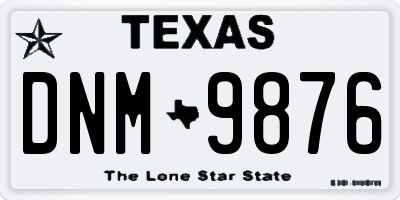 TX license plate DNM9876