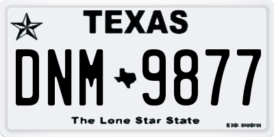 TX license plate DNM9877