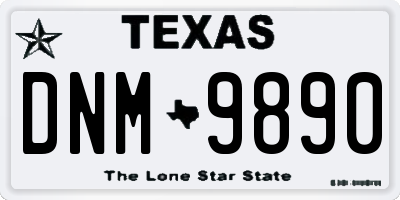 TX license plate DNM9890