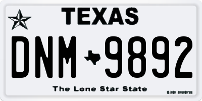 TX license plate DNM9892
