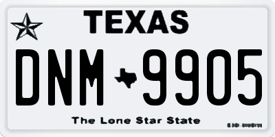 TX license plate DNM9905