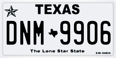 TX license plate DNM9906
