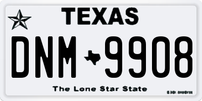 TX license plate DNM9908