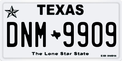 TX license plate DNM9909