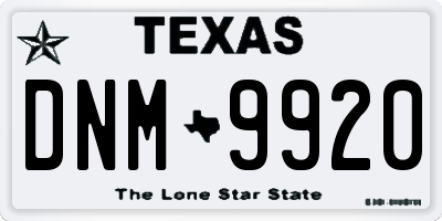 TX license plate DNM9920