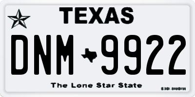 TX license plate DNM9922