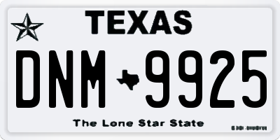 TX license plate DNM9925