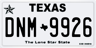 TX license plate DNM9926