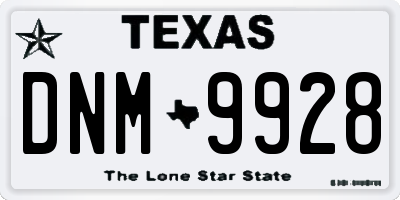 TX license plate DNM9928