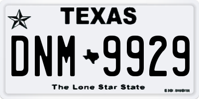 TX license plate DNM9929