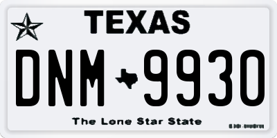 TX license plate DNM9930