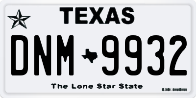 TX license plate DNM9932