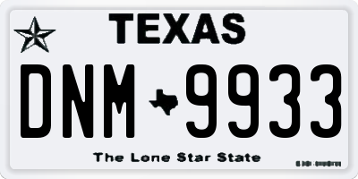 TX license plate DNM9933