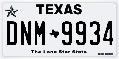 TX license plate DNM9934