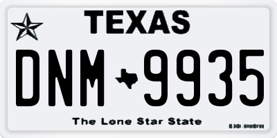 TX license plate DNM9935