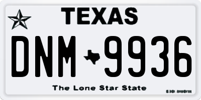 TX license plate DNM9936
